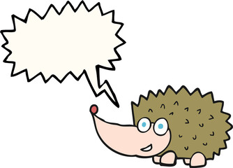 freehand drawn speech bubble cartoon hedgehog