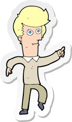 sticker of a cartoon man pointing