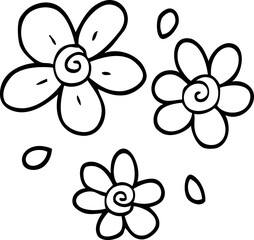line drawing cartoon decorative flowers