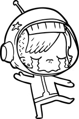 cartoon crying astronaut girl