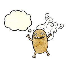 cartoon happy potato with thought bubble
