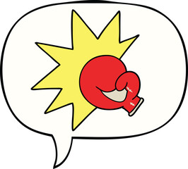 boxing glove cartoon with speech bubble