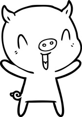 happy cartoon pig