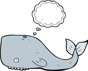 Fototapeta premium cartoon whale with thought bubble