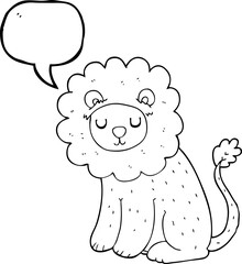 freehand drawn speech bubble cartoon cute lion