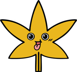 cute cartoon of a autumnal leaf