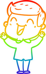 rainbow gradient line drawing of a cartoon man laughing