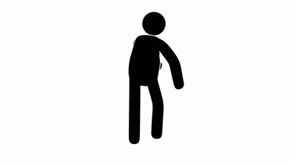 Pictogram man dances joyfully. Icon man dancing a twist. looped Animation with alpha channel