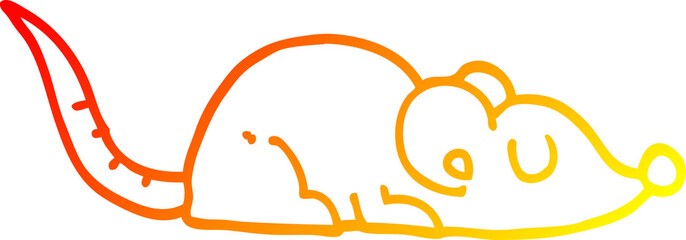 warm gradient line drawing of a cartoon peaceful mouse