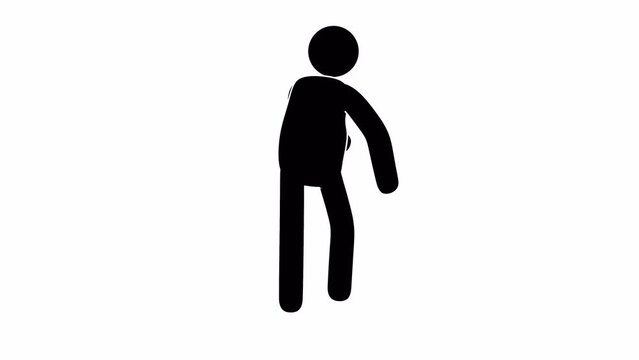Pictogram man dances joyfully. Icon man dancing a twist. looped Animation with alpha channel