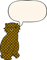 cartoon bear with speech bubble in comic book style