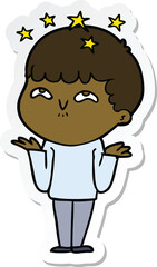 sticker of a cartoon amazed boy