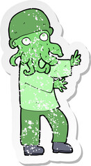 retro distressed sticker of a cartoon monster man