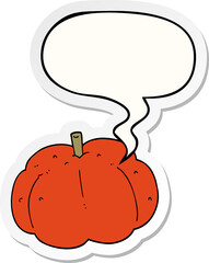 cartoon pumpkin with speech bubble sticker