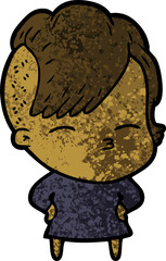 cartoon squinting girl