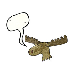 freehand speech bubble textured cartoon moose