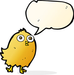 cartoon happy bird with speech bubble