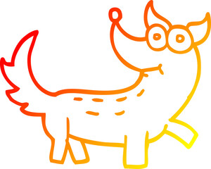 warm gradient line drawing of a cartoon dog