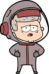 cartoon tired astronaut