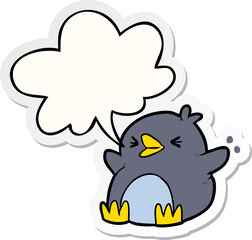 cartoon penguin with speech bubble sticker