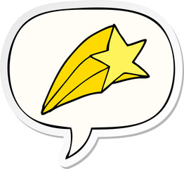 cartoon shooting star with speech bubble sticker