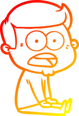 warm gradient line drawing of a cartoon shocked man