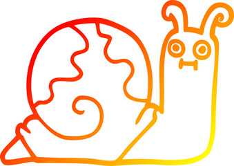 warm gradient line drawing of a cartoon snail