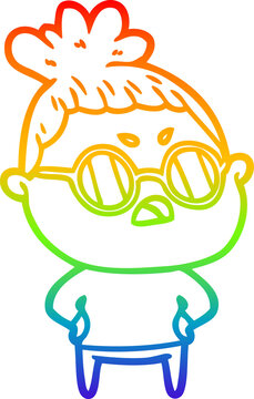 recommend clip art: rainbow gradient line drawing of a cartoon annoyed woman