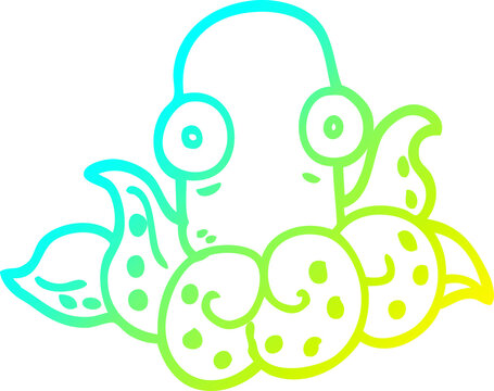 recommend clip art: cold gradient line drawing of a cartoon funny octopus