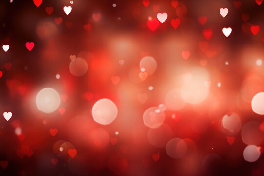 The red Heart shapes on abstract light glitter background in love concept for valentines day with sweet and romantic moment