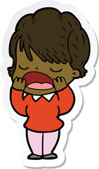 sticker of a cartoon woman talking