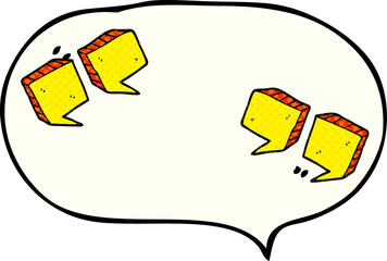 freehand drawn comic book speech bubble cartoon quotation marks