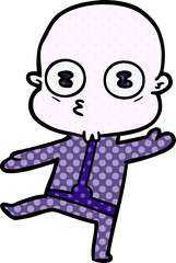cartoon weird bald spaceman dancing