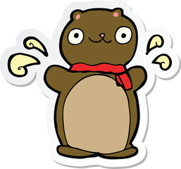 sticker of a cartoon happy teddy bear