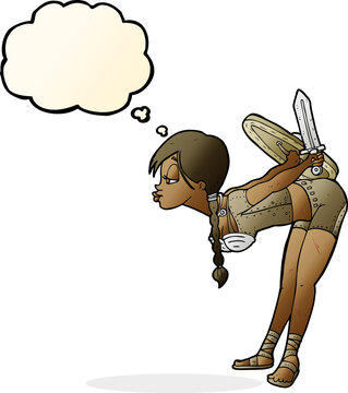 recommend clip art: cartoon viking girl bowing with thought bubble