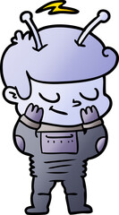 bashful cartoon spaceman