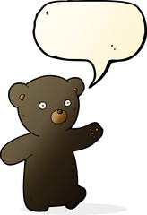 cartoon black bear cub with speech bubble