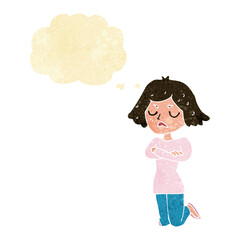 cartoon annoyed woman with thought bubble