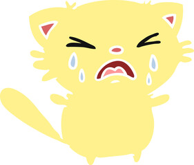 freehand drawn cartoon of cute kawaii crying cat