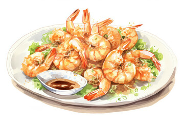 Grill food cuisine shrimp plate gourmet dinner delicious prawn seafood tasty background meal