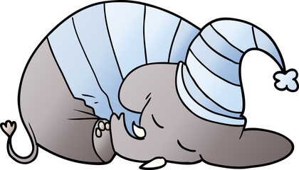 cartoon sleeping elephant in pajamas