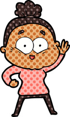 cartoon happy old woman