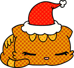 hand drawn christmas cartoon of kawaii cat