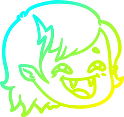 Fototapeta premium cold gradient line drawing of a cartoon vampire girl face