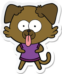 Obraz premium sticker of a cartoon dog with tongue sticking out