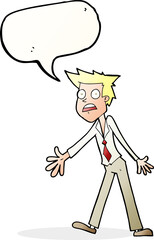 cartoon stressed man with speech bubble