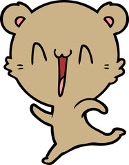 happy bear running cartoon