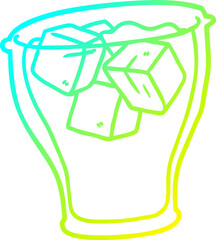 cold gradient line drawing of a glass of cola with ice