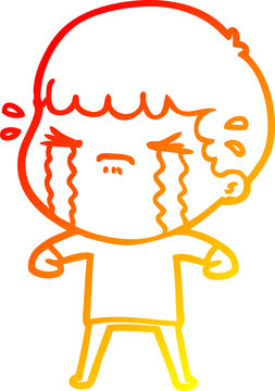 recommend clip art: warm gradient line drawing of a cartoon man crying