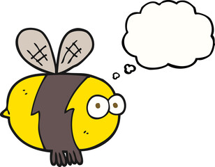 freehand drawn thought bubble cartoon bee